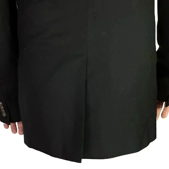 Stafford Blazer Sport Coat Men 46L Black Classic 2 Button Wool Crest Buttons - Picture 6 of 8